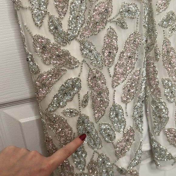 MAC DUGGAL Foliage embellished midi ivory sheath dress 14 NWT - Picture 13 of 16